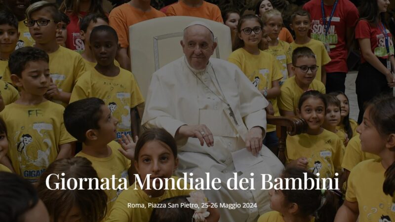 Giornata dei bambini, il 25 e 26 maggio con papa Francesco